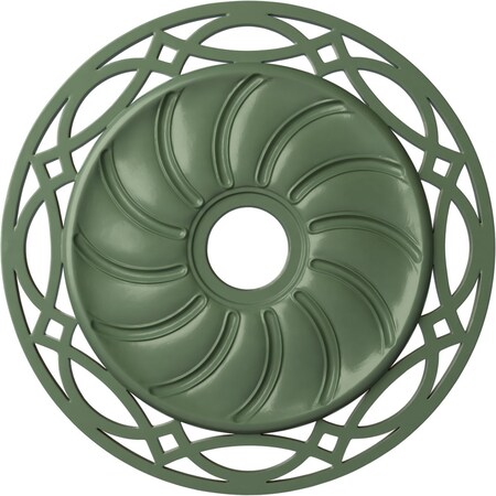 Ekena Millwork Loera Ceiling Medallion (Fits Canopies up to 6 1/4"), 26 5/8"OD x 4 1/2"ID x 1 3/8"P, Athenian Green CM26LOAGF
